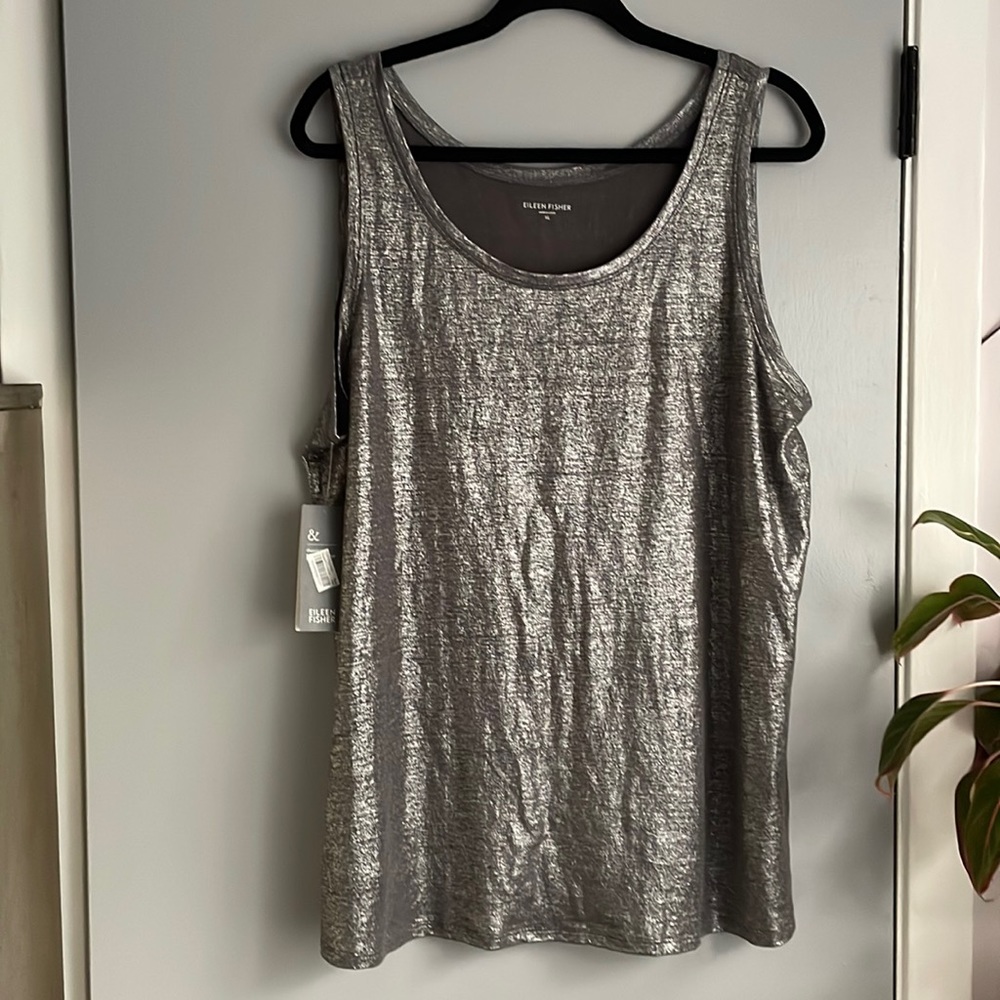 Eileen Fisher linen u- neck long tank, size XL, new - Picture 2 of 7